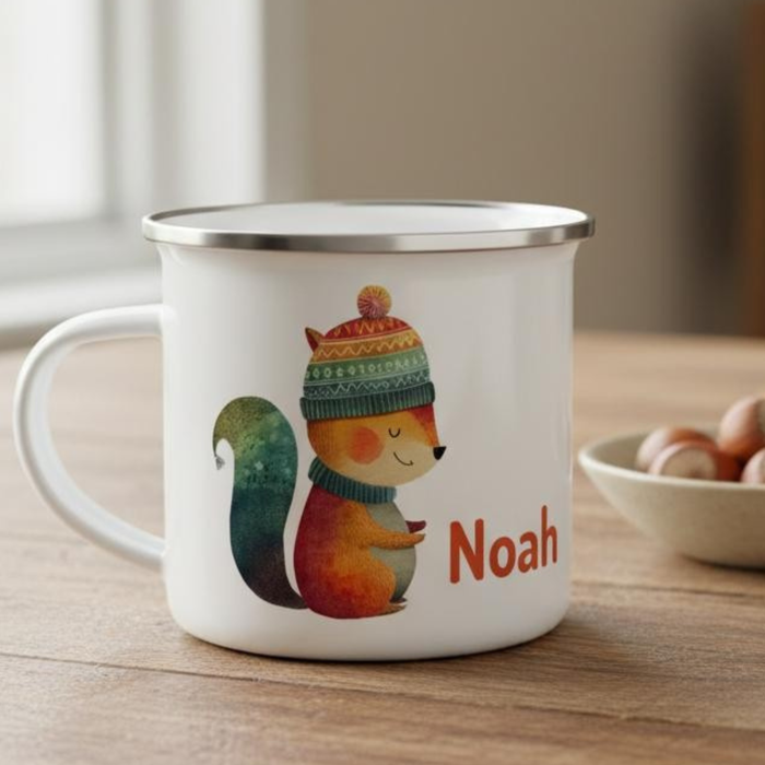 Emaille Becher | Tiere vom Ammersee | Eichhörnchen